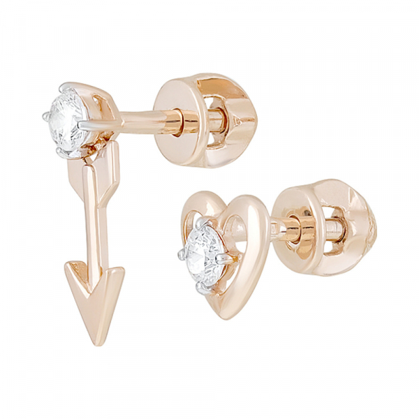 Золотые серьги с фианитами № 128002