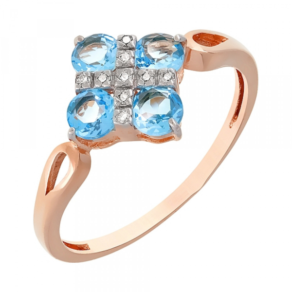 Золотое кольцо с топазом и фианитом № 109161