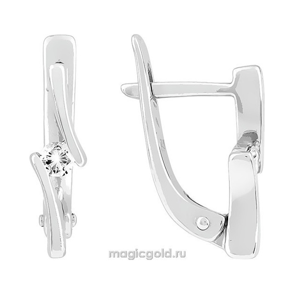 Золотые серьги с бриллиантом № 116812