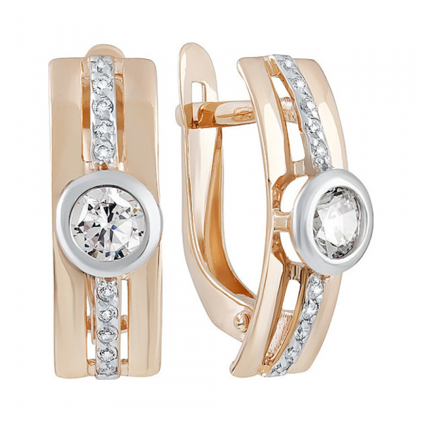 Золотые серьги с фианитом № 135191