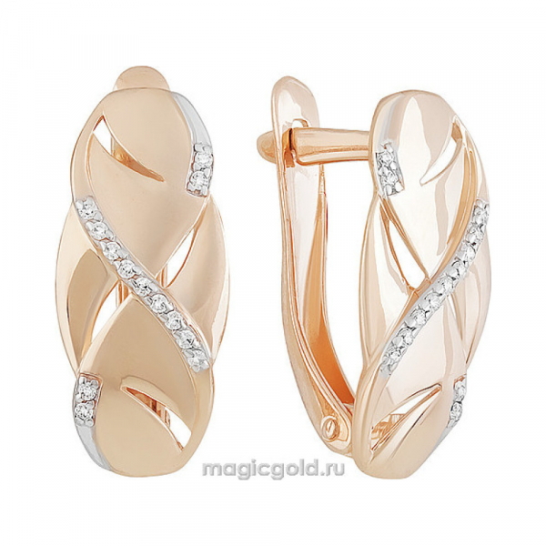 Золотые серьги с фианитом № 160254