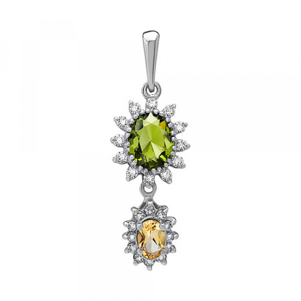 Серебряная подвеска с цитрином, алпанитом и фианитом № 134569