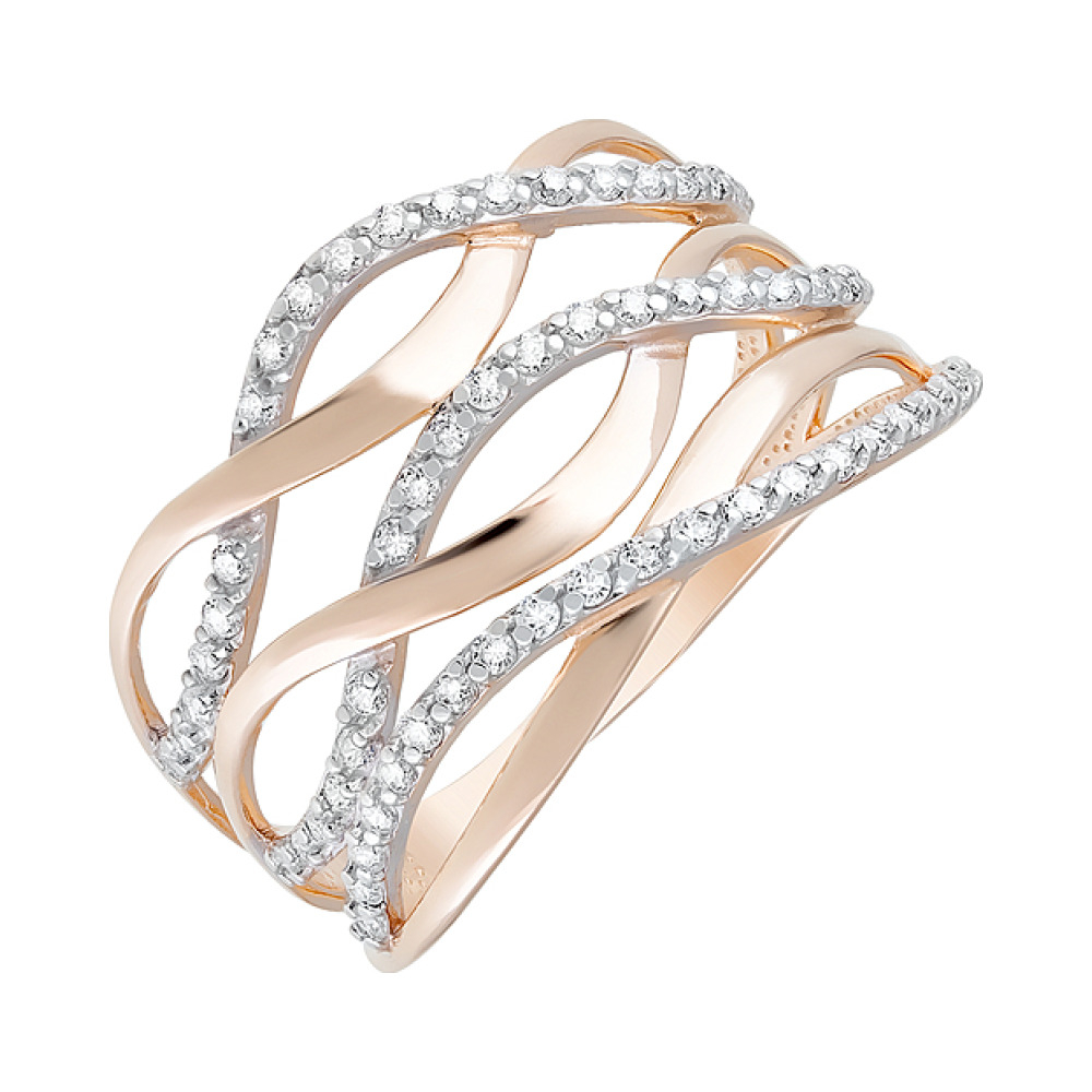 Золотое кольцо с фианитами № 124377