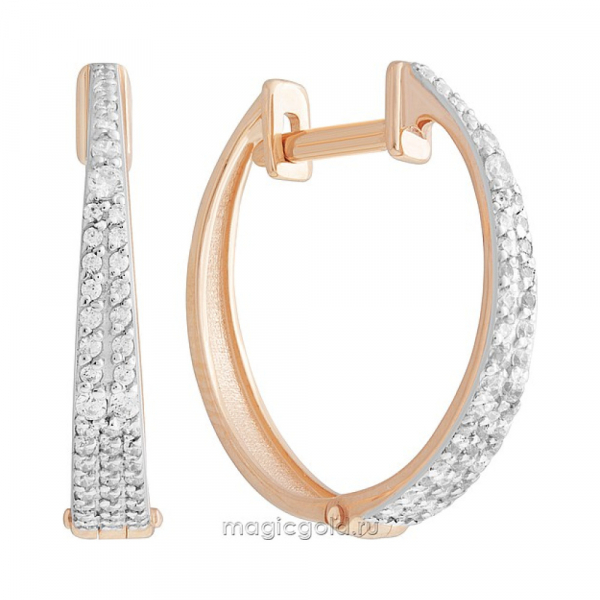 Золотые серьги с фианитом № 172112