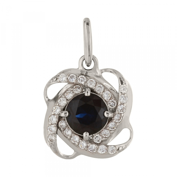 Золотая подвеска с сапфиром и фианитом № 101163
