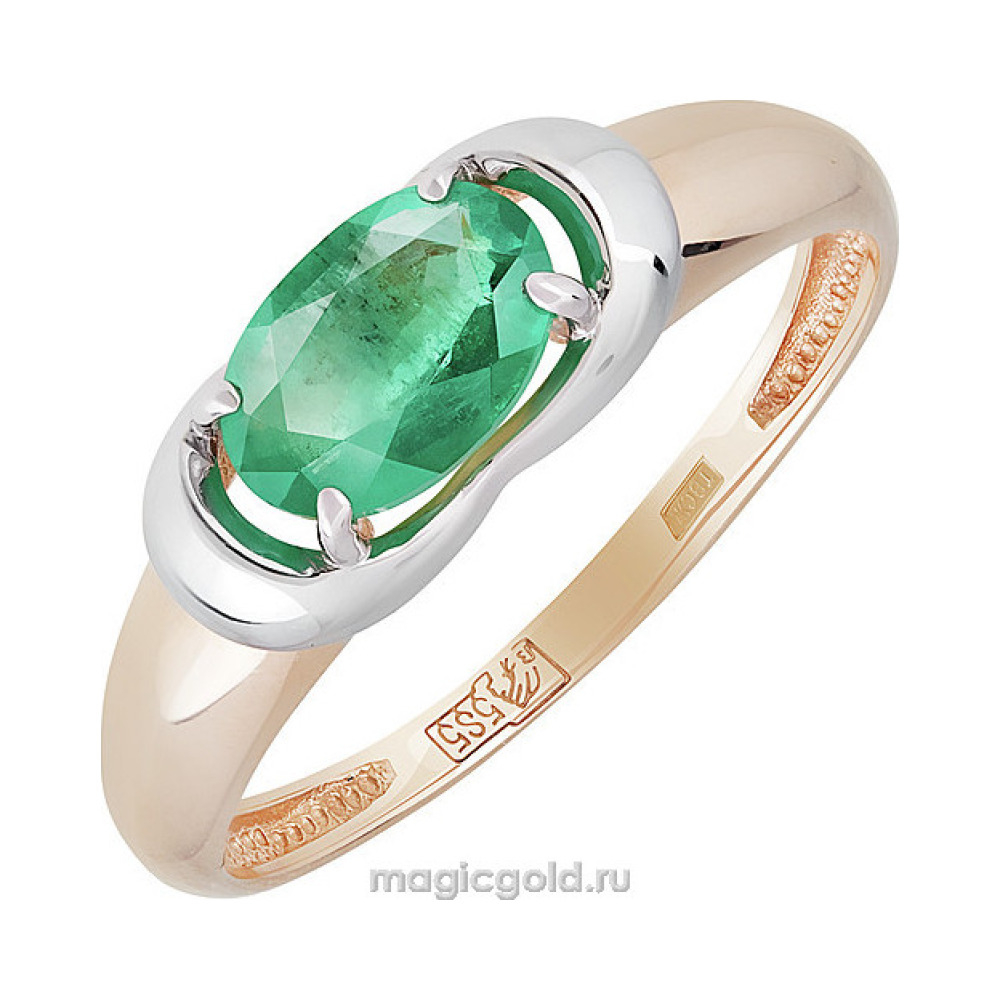 Золотое кольцо с изумрудом № 140248