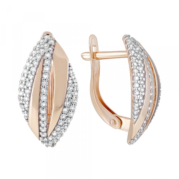 Золотые серьги с фианитами № 123472