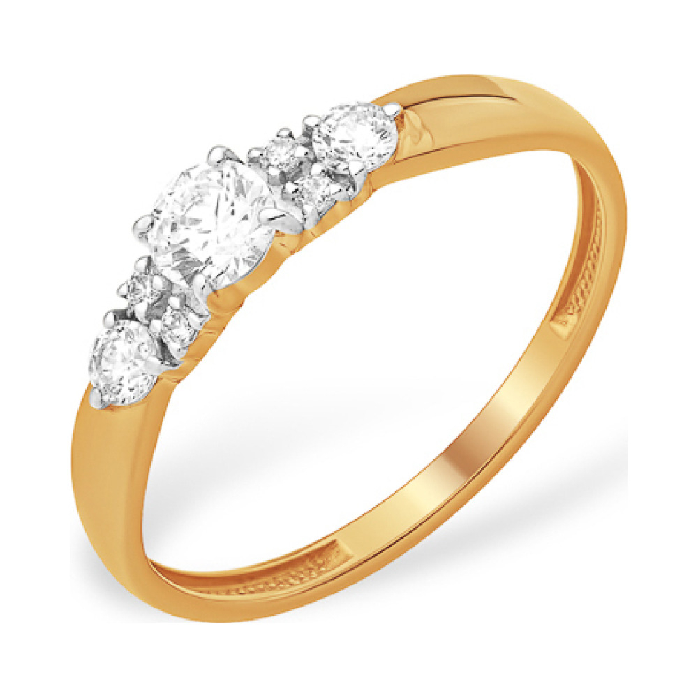 Золотое кольцо с фианитом № 163181