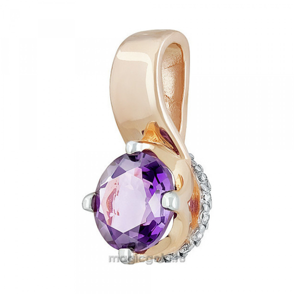 Золотая подвеска с аметистом и фианитом № 139192