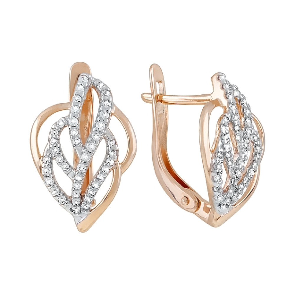 Золотые серьги с фианитами № 121432