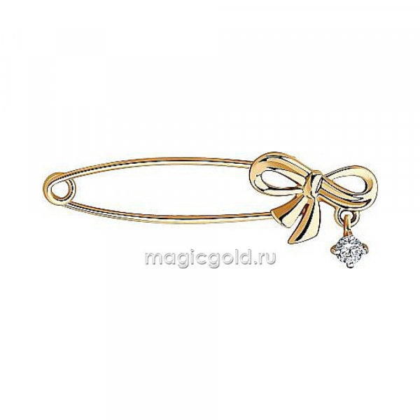 Золотая брошь с фианитом № 174081