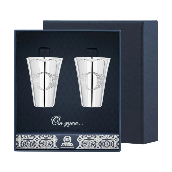 Набор стопок Подарочная №2 2 предмета в футляре из серебра 925 пробы