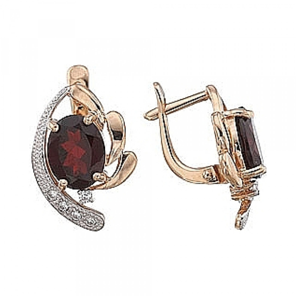 Золотые серьги с хризолитом и фианитом № 51615