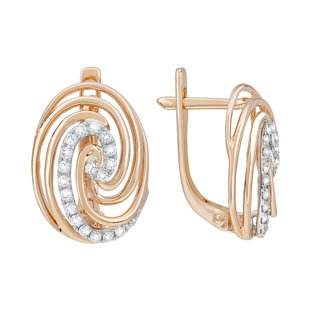 Золотые серьги с бриллиантом № 116726