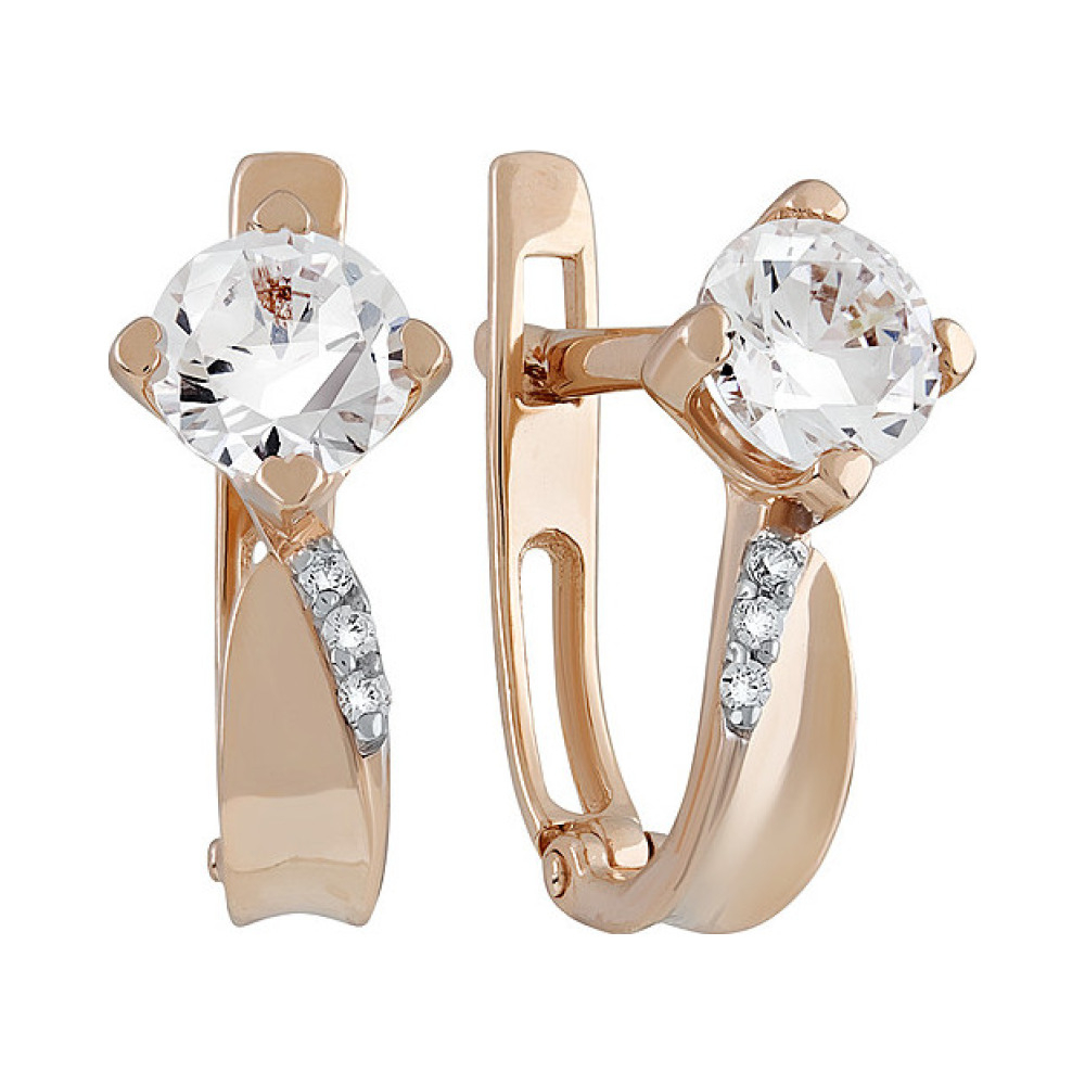 Золотые серьги с фианитом № 136020