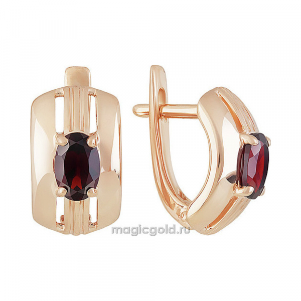 Золотые серьги с гранатом № 160600