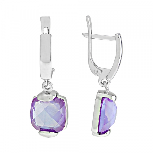 Серебряные серьги с фианитом № 108398