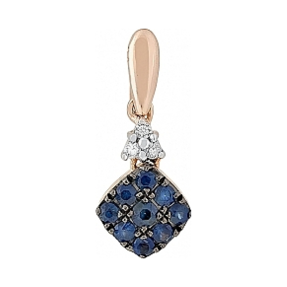 Золотая подвеска с бриллиантом и сапфиром № 114889