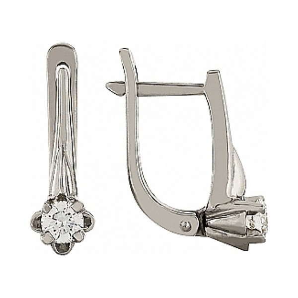 Золотые серьги с бриллиантом № 102511