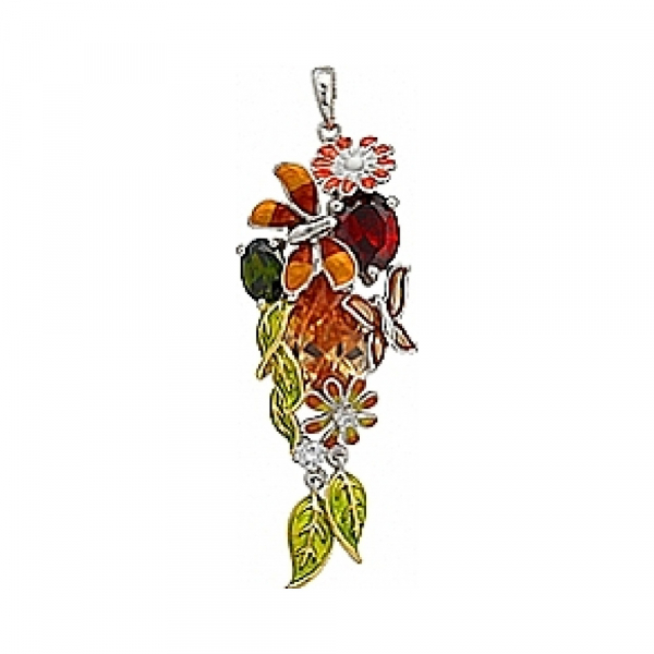 Серебряная подвеска с фианитом и золотым покрытием № 70784