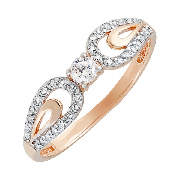 Золотое кольцо с фианитом № 129817