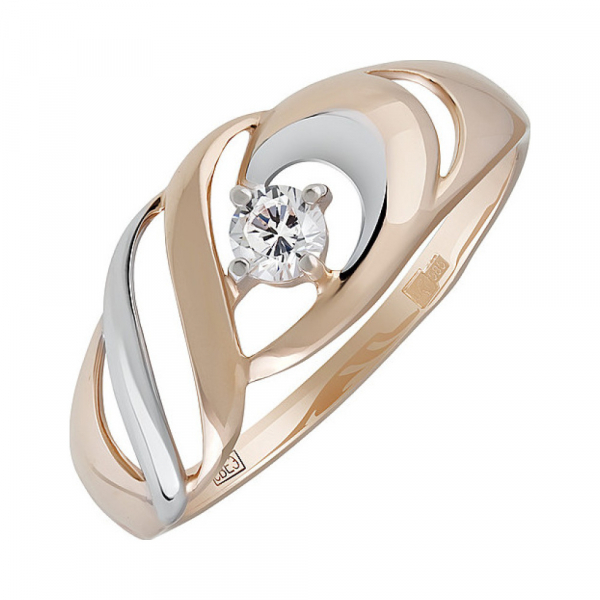 Золотое кольцо с фианитом № 135413