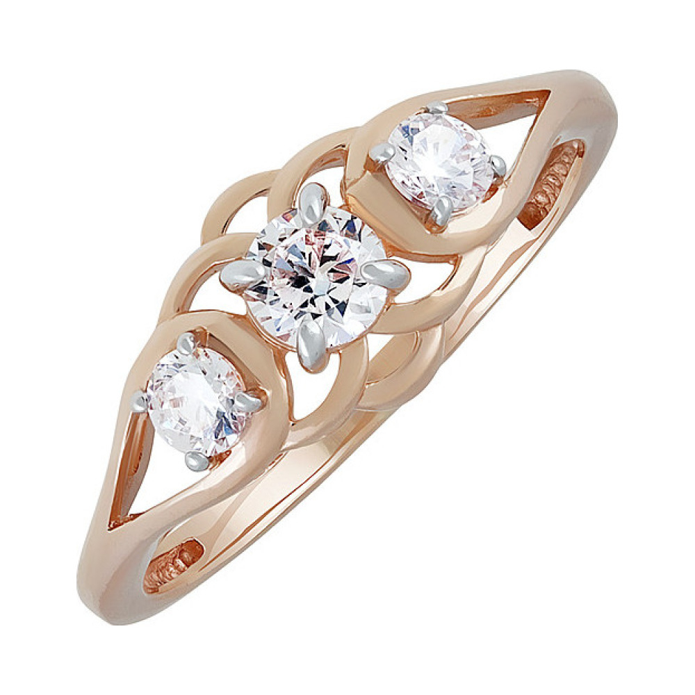 Золотое кольцо с фианитом № 138335