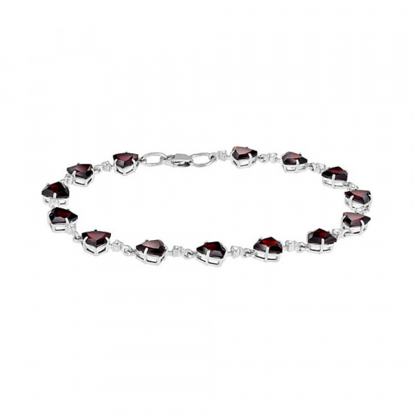 Серебряный браслет с гранатом и фианитом № 134123