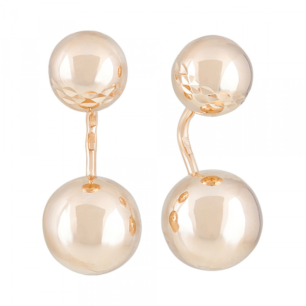 Золотые серьги без камня с алмазкой № 124370