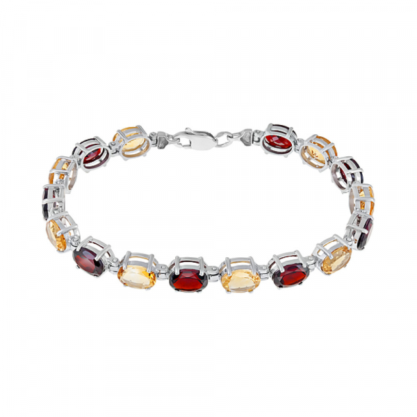 Серебряный браслет с полудраг. вставками № 123867