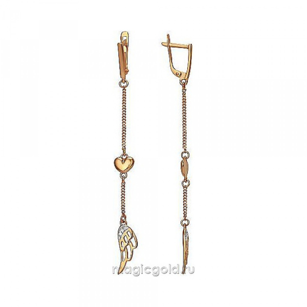 Золотые серьги с фианитом № 173838