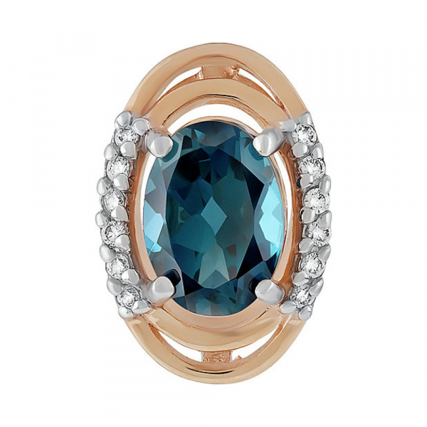 Золотая подвеска с топазом и фианитом № 135105