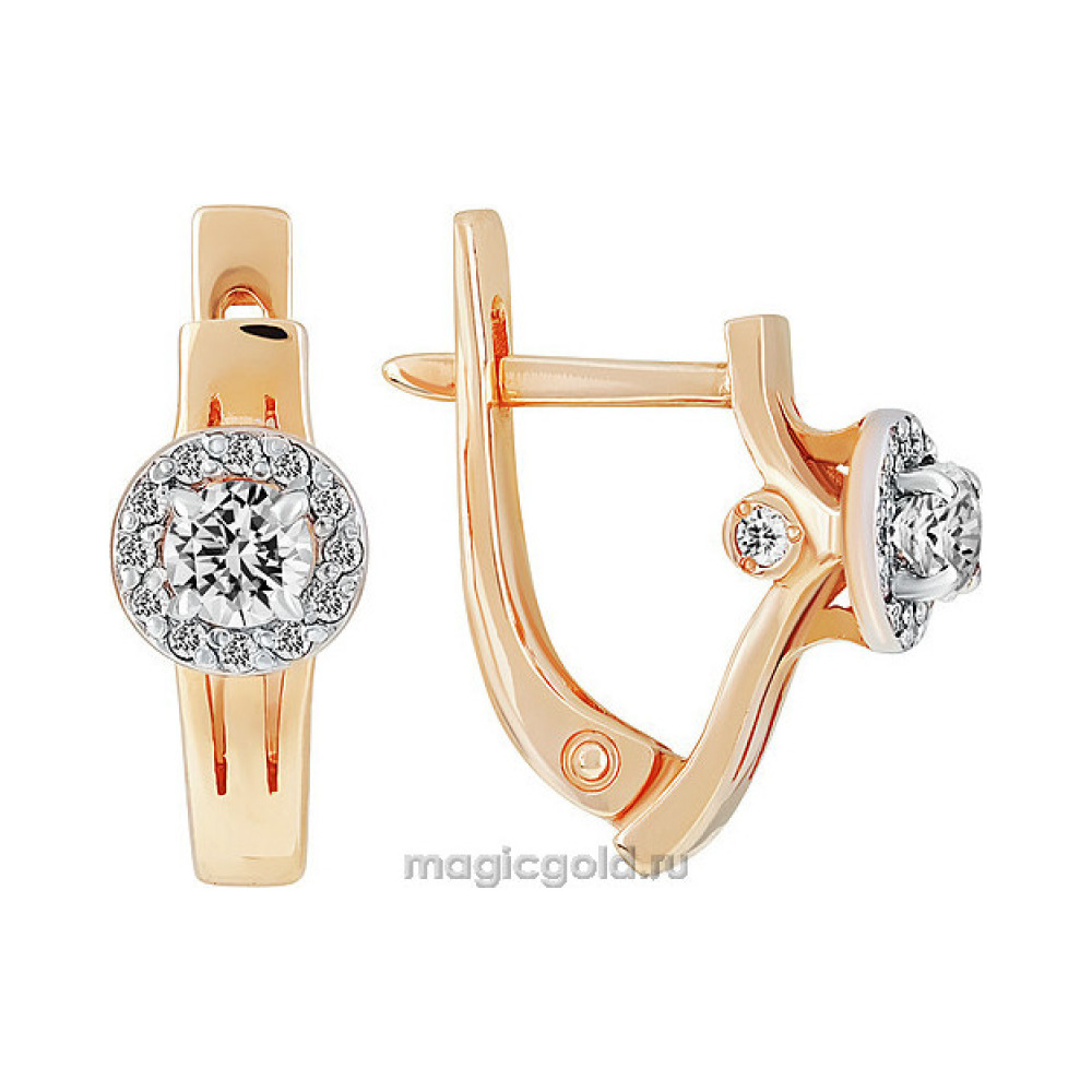 Золотые серьги с бриллиантом № 123021