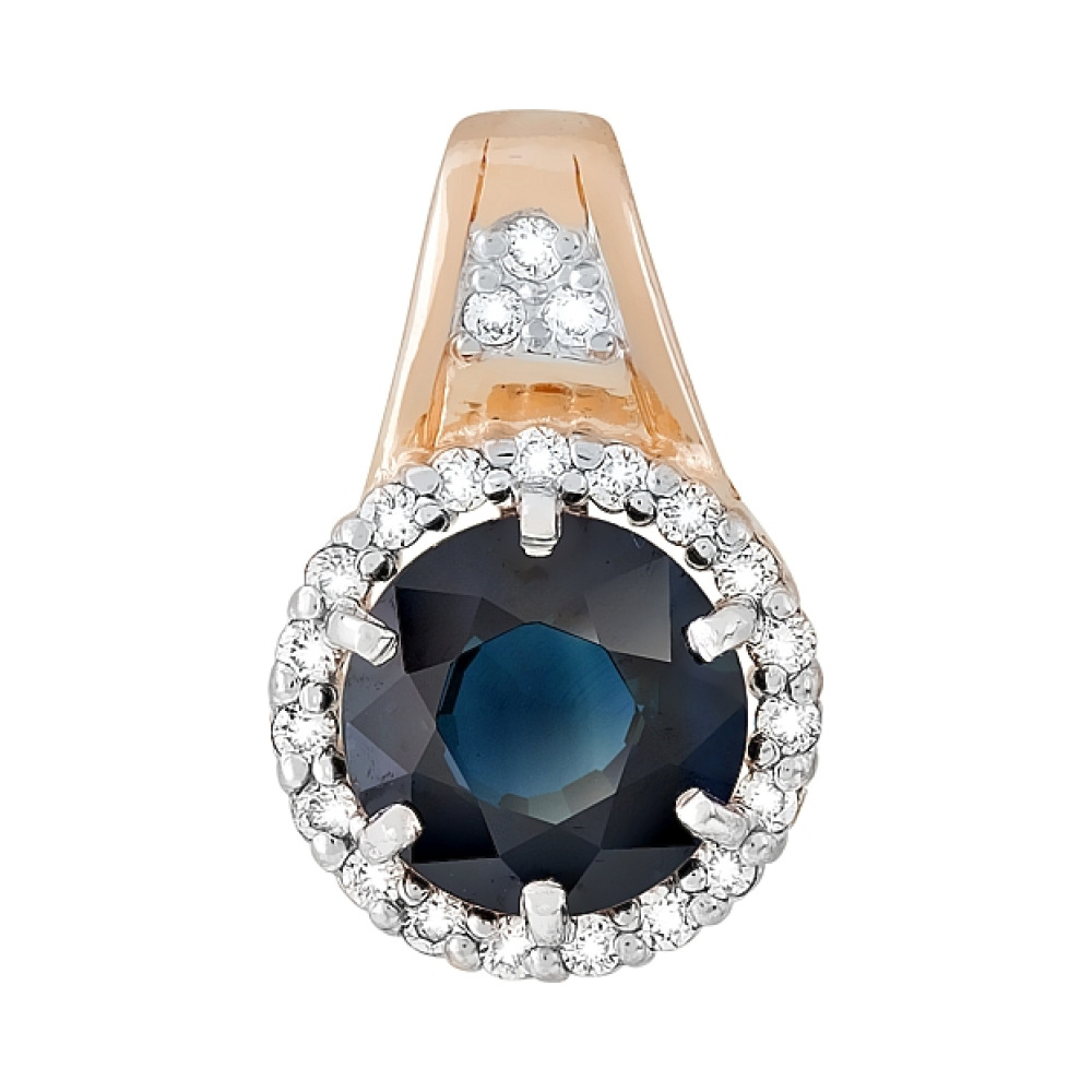 Золотая подвеска с бриллиантом и сапфиром № 113361