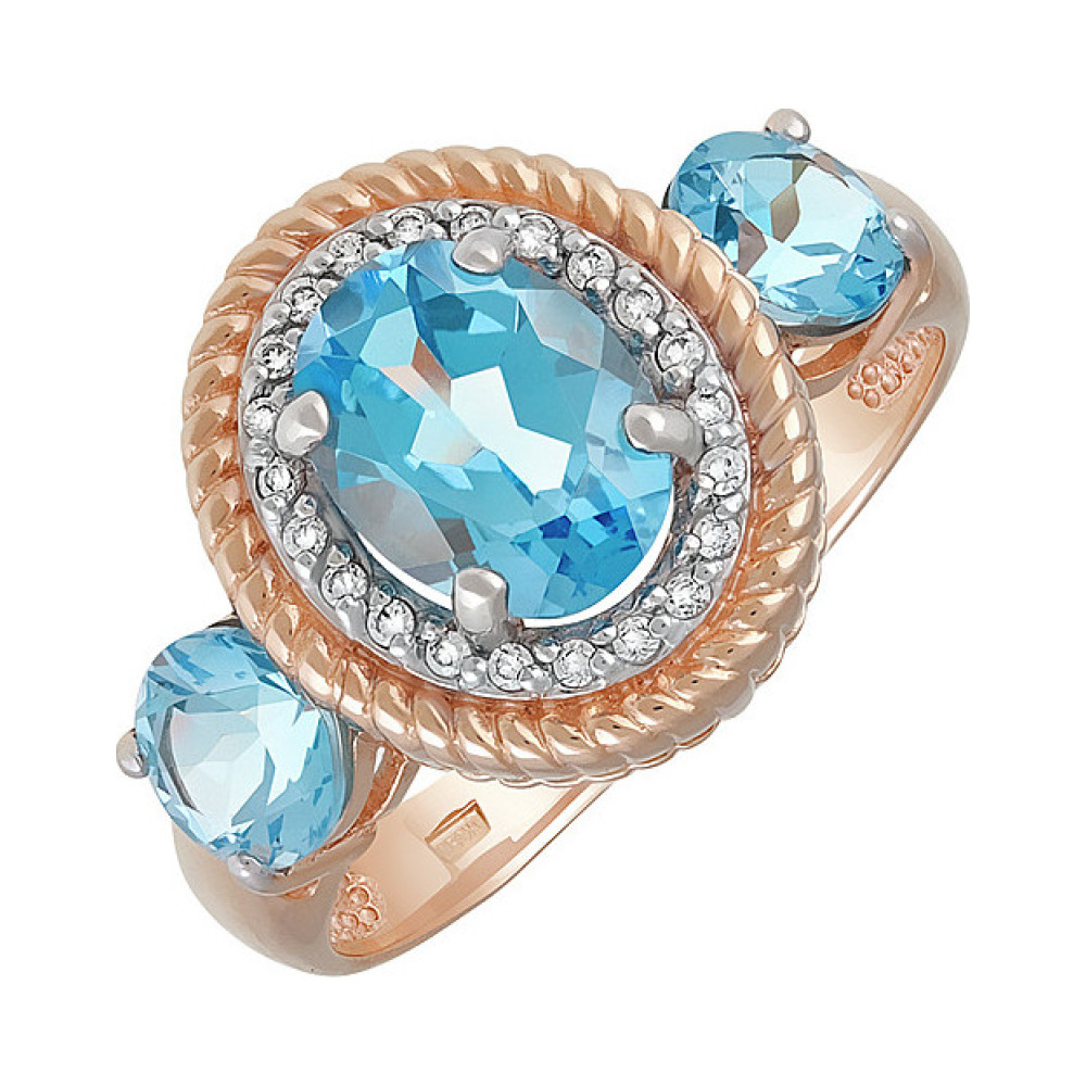 Золотое кольцо с топазом и фианитом № 135463