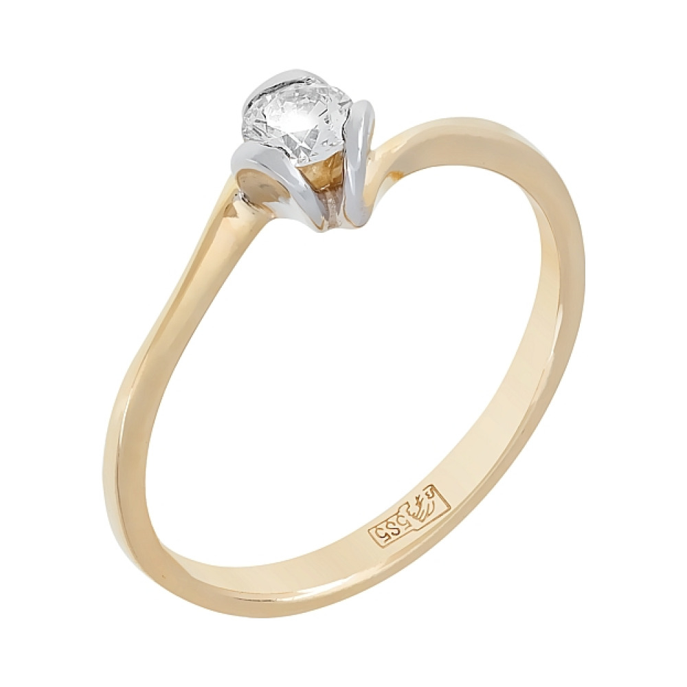 Золотое кольцо с бриллиантом № 113274