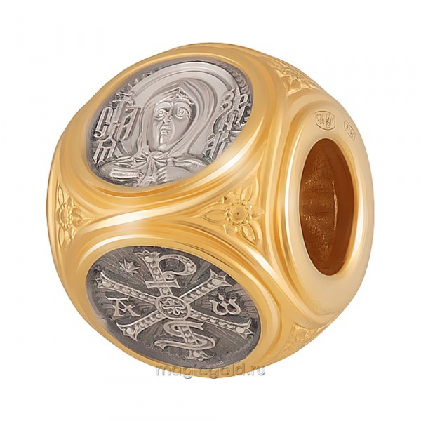 Серебряная подвеска бусина с золотым покрытием № 162086