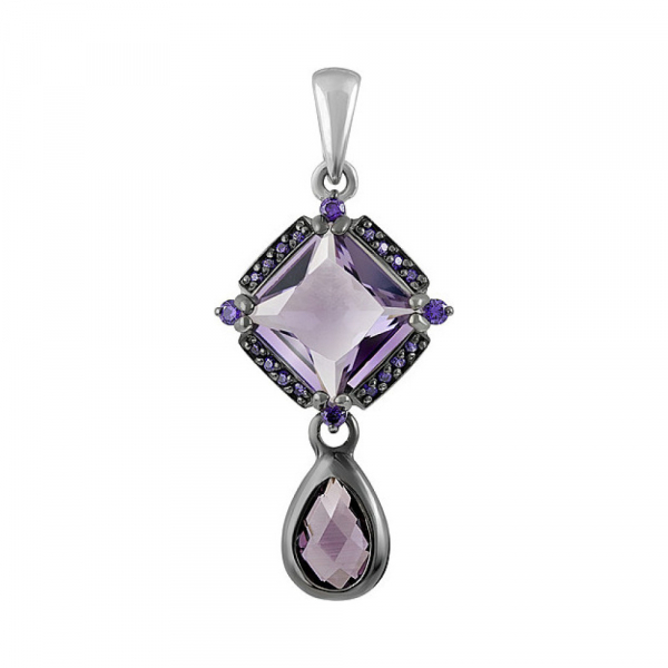 Серебряная подвеска с алпанитом и фианитом черн.покр № 135379