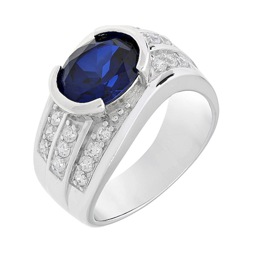 Серебряное кольцо с имитац. шпинели и фианитом № 108382