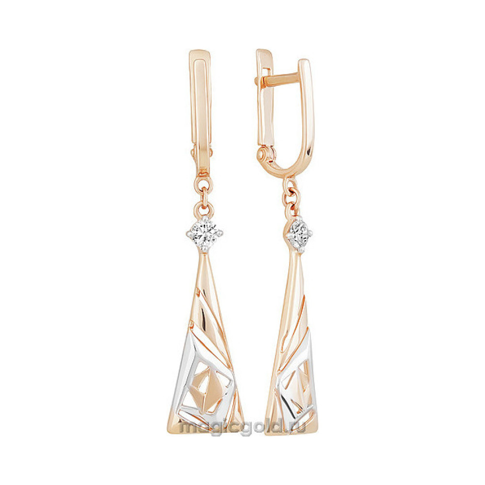 Золотые серьги с фианитом № 155855