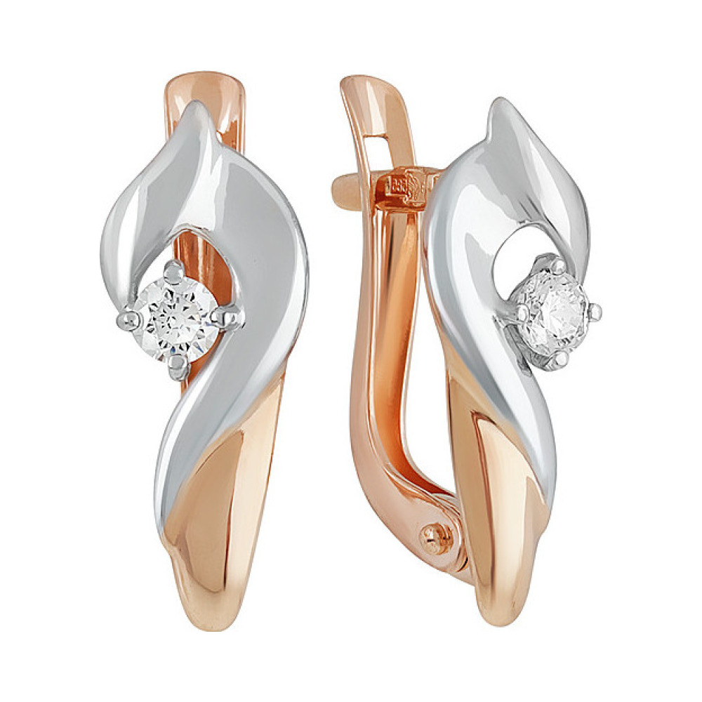 Золотые серьги с фианитом № 136905