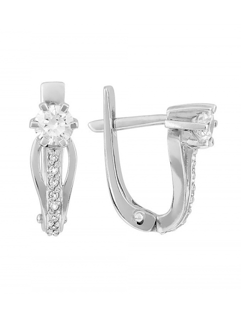 Золотые серьги с бриллиантом № 116752