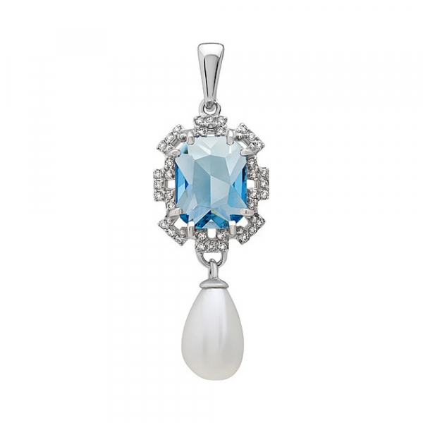 Серебряная подвеска с алпанитом, перл жемчугом и фианитом № 134589