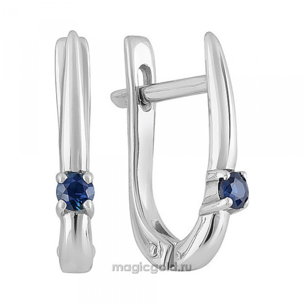 Золотые серьги с сапфиром № 159125