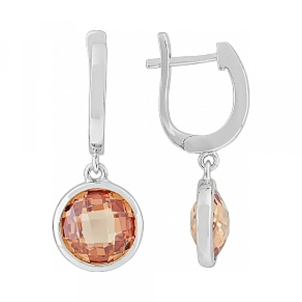 Серебряные серьги с фианитом № 108538