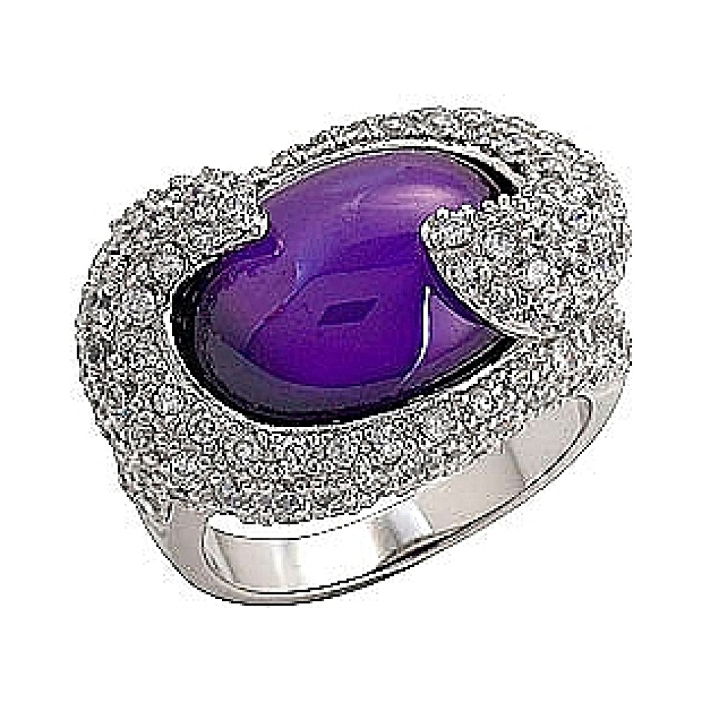 Серебряное кольцо с фианитом № 70783