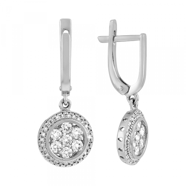 Золотые серьги с бриллиантом № 112925