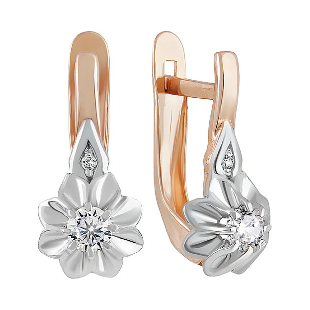 Золотые серьги с фианитом № 138045