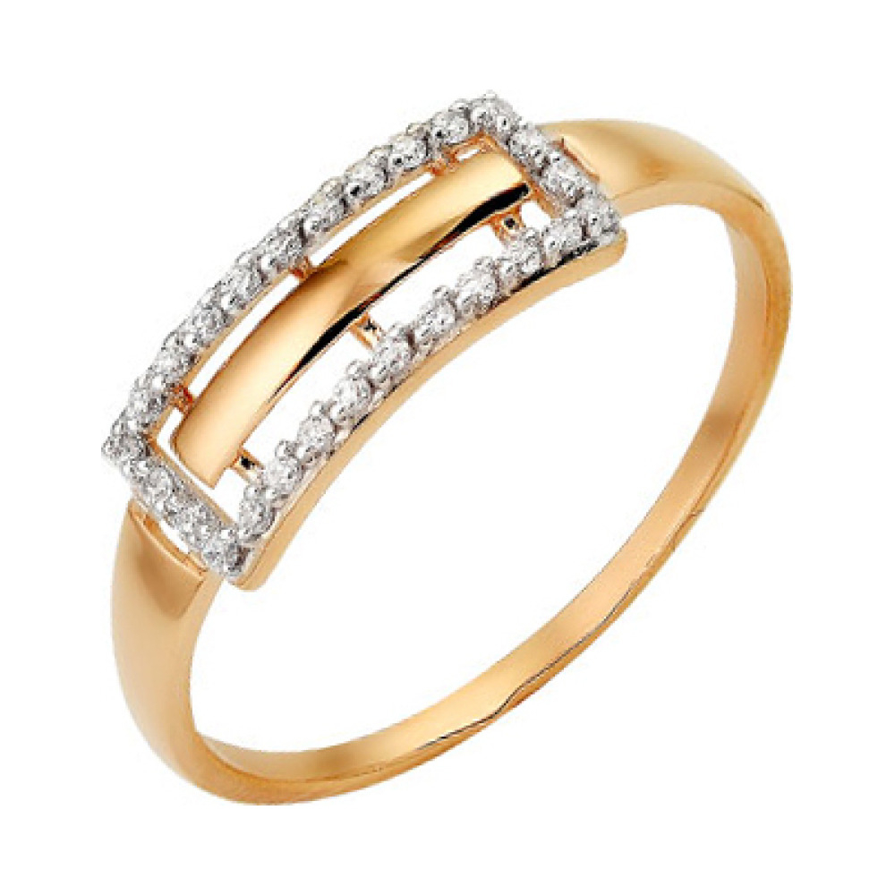 Золотое кольцо с фианитом № 141148