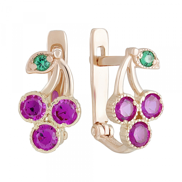 Золотые серьги с фианитами № 126794